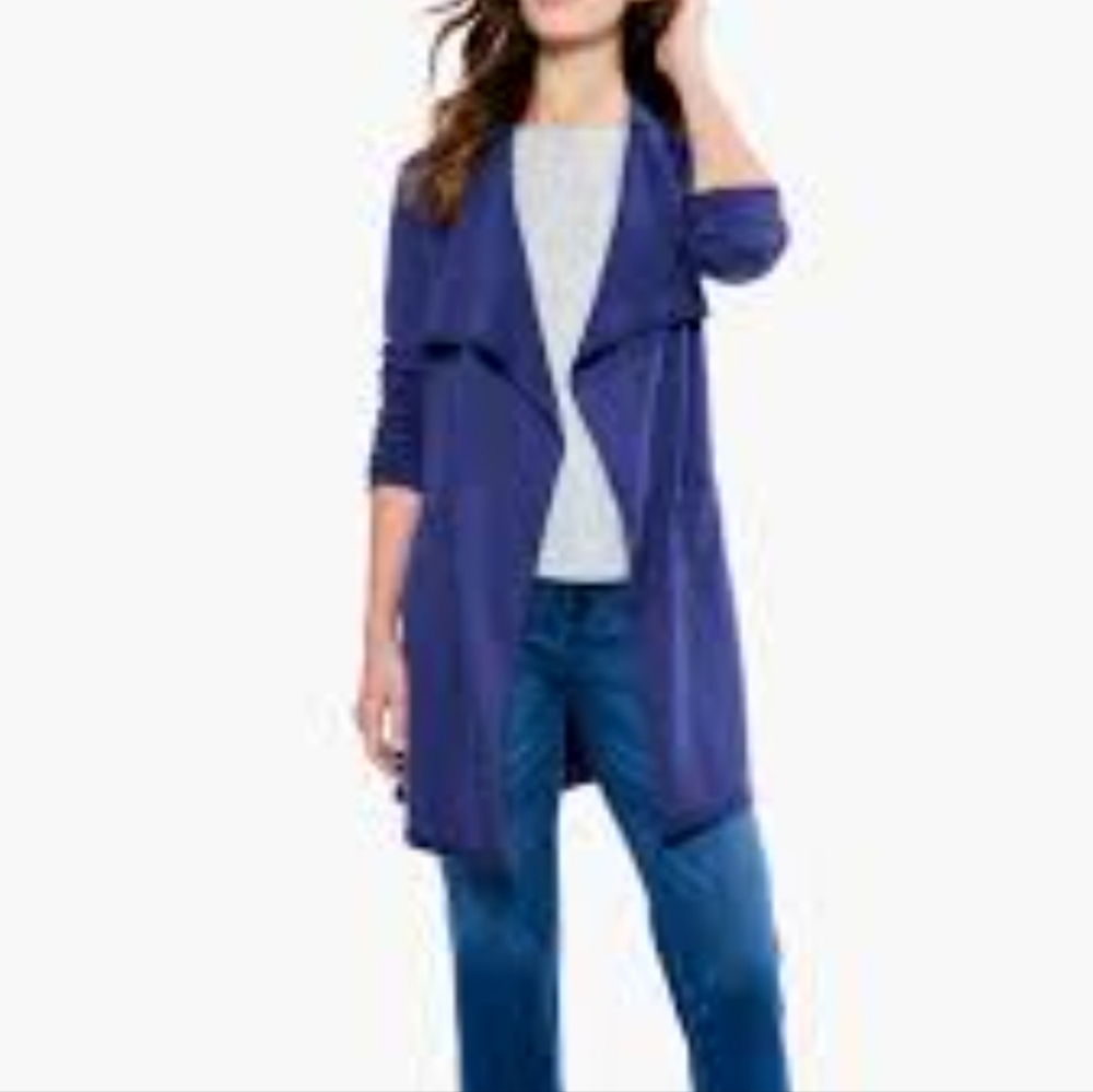 J. McLaughlin Royal Blue Draped Open-Front Cardigan